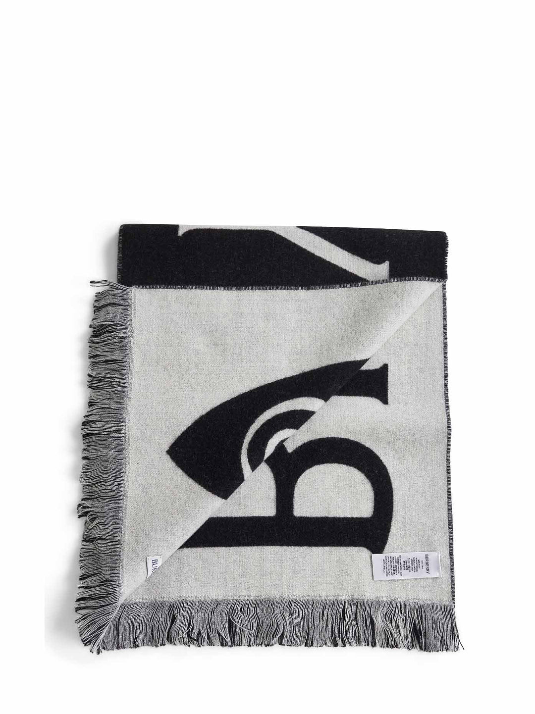 Burberry Men Black And White Wool Reversible Scarf