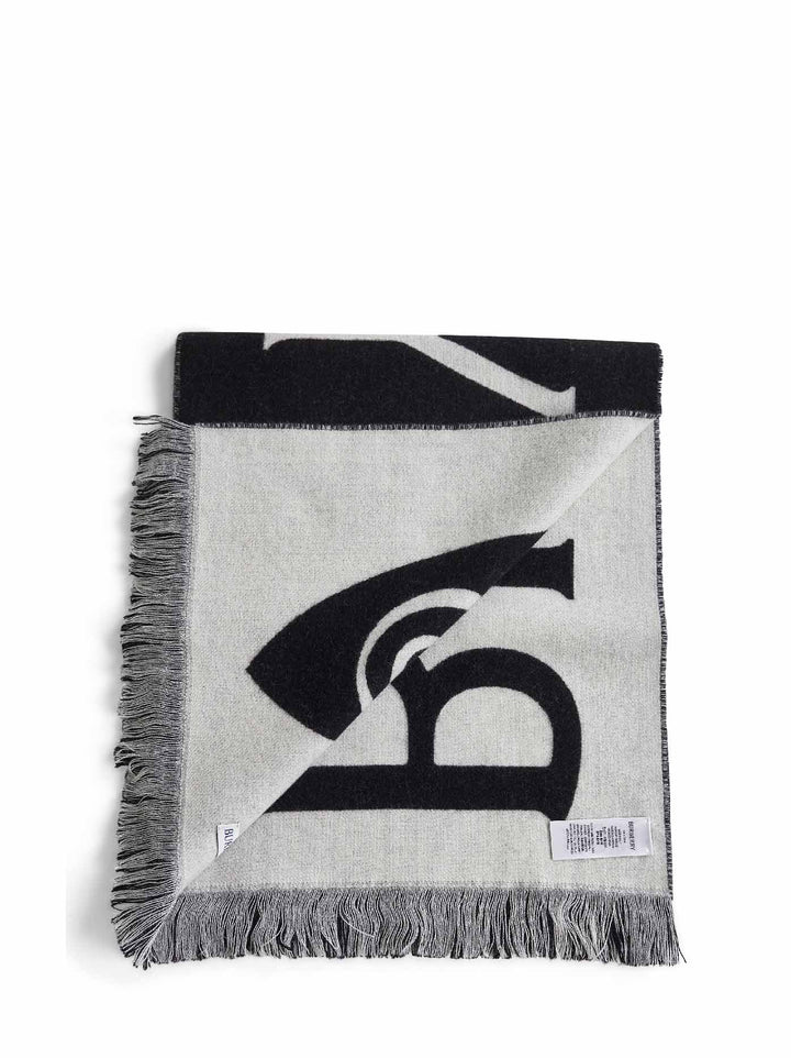 Burberry Men Black And White Wool Reversible Scarf