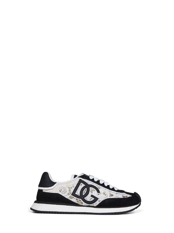 Dolce & Gabbana Women White And Black Dg Cushion Sneakers