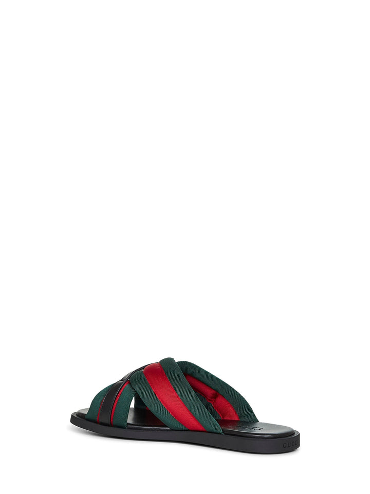 Gucci Men Web Sandals With Interlocking G