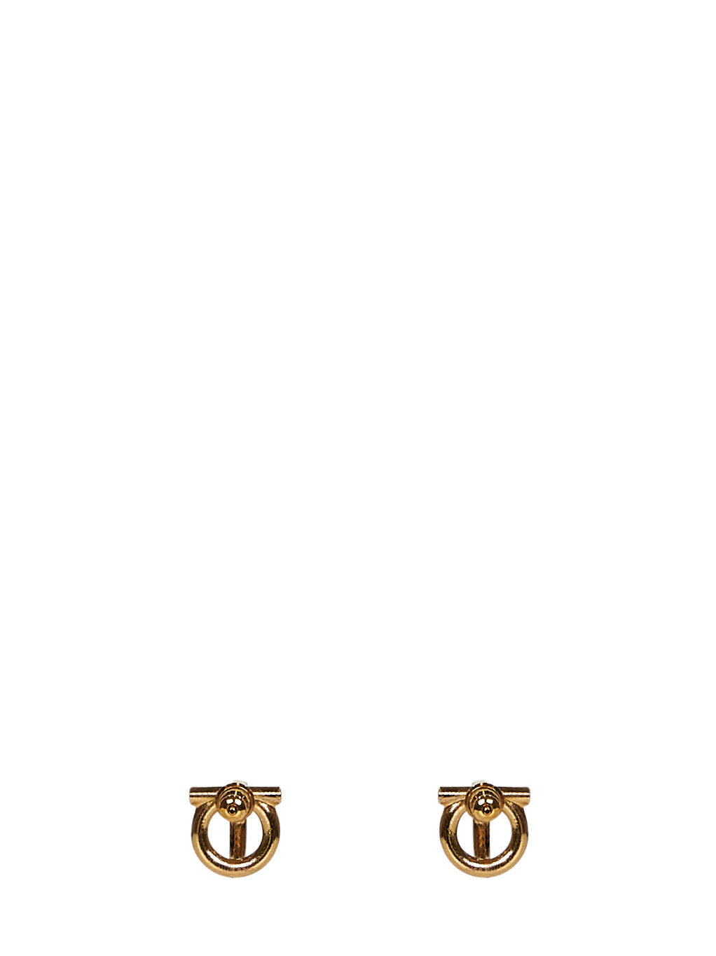 Ferragamo Women Gold Brass 3D Gancini Crystals Earrings