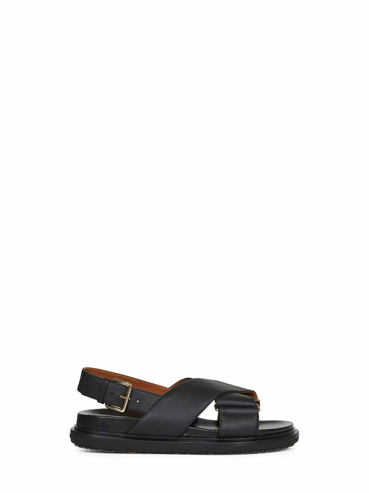 Marni Women Black Calfskin Fussbett Sandals