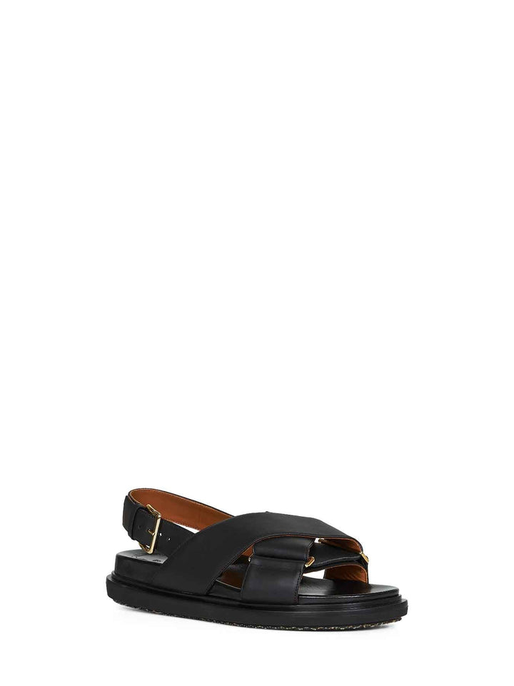 Marni Women Black Calfskin Fussbett Sandals
