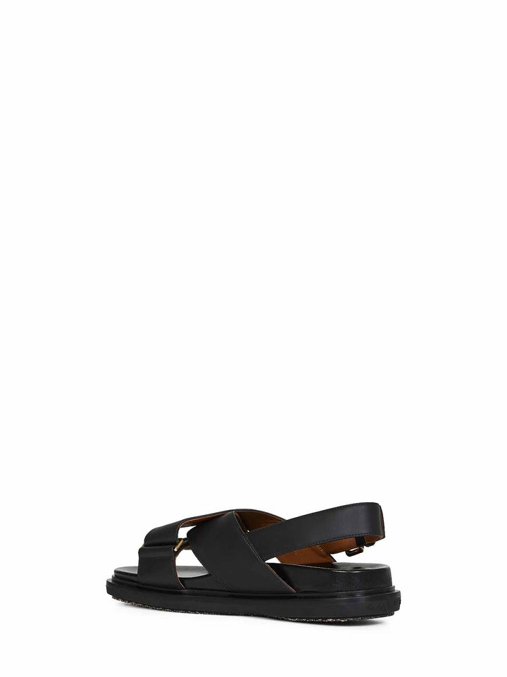 Marni Women Black Calfskin Fussbett Sandals