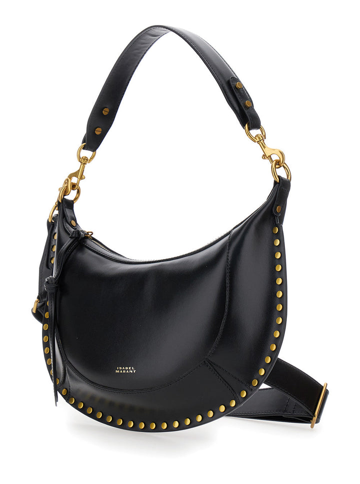 Isabel Marant Women Shoulder Bag 'Naoko' With Removable Strap And Logo Lettering Embossed On The Front In Black Leather For Women