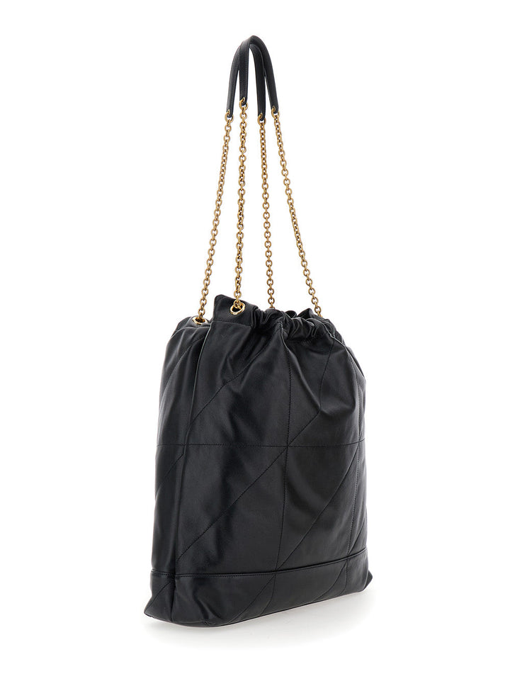 Saint Laurent Women 'Jamie' Black Crossbody Bag With Two Top Chain-Link Handles And Cassandre Plaque On The Front In Leather Woman