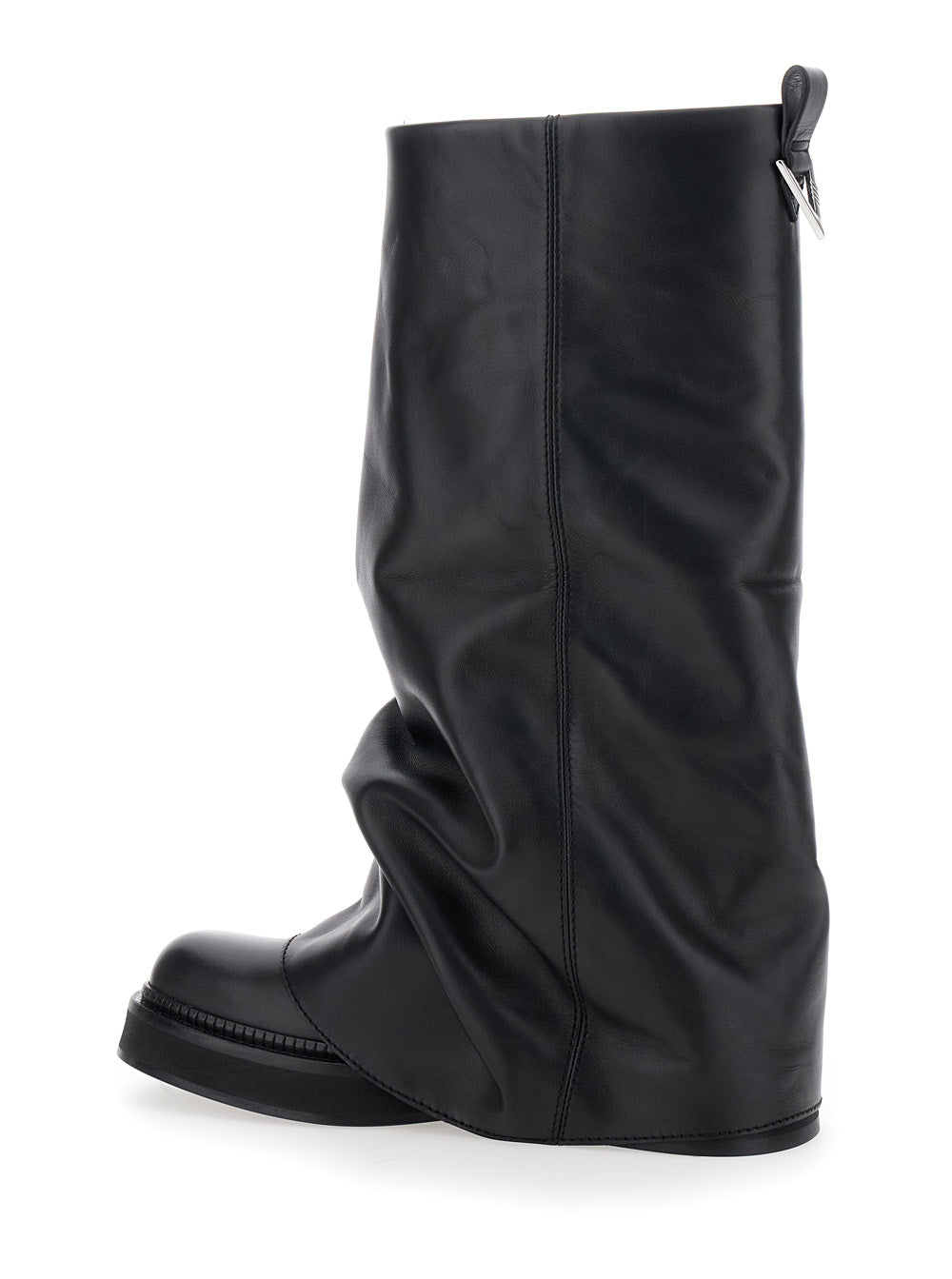 The Attico Women Boots 'Robin' With Square Toe And Logo Plate On The Back In Black Leather For Women