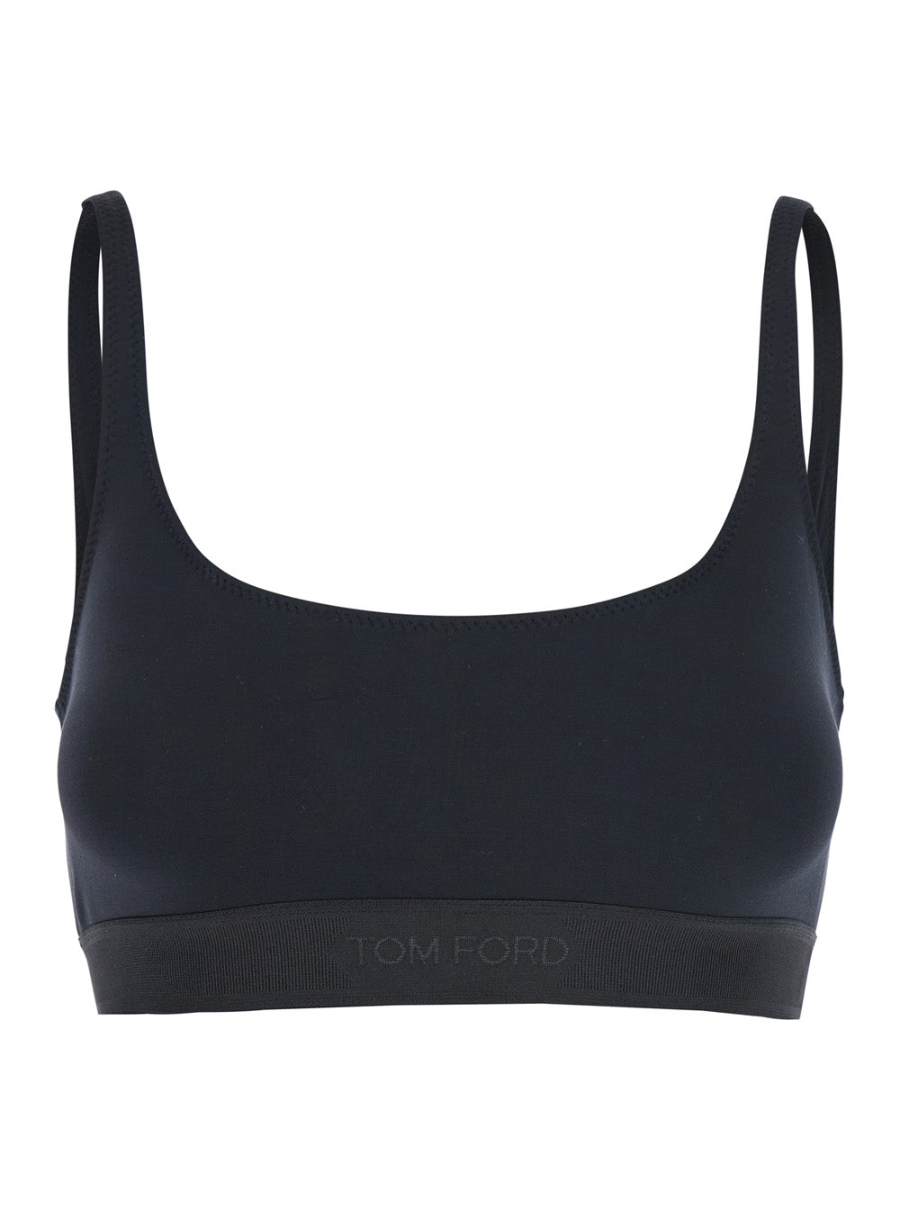 Tom Ford Women Black Bralette Top With Scoop Neck And Logo Lettering On The Front In Modal Stretch Woman