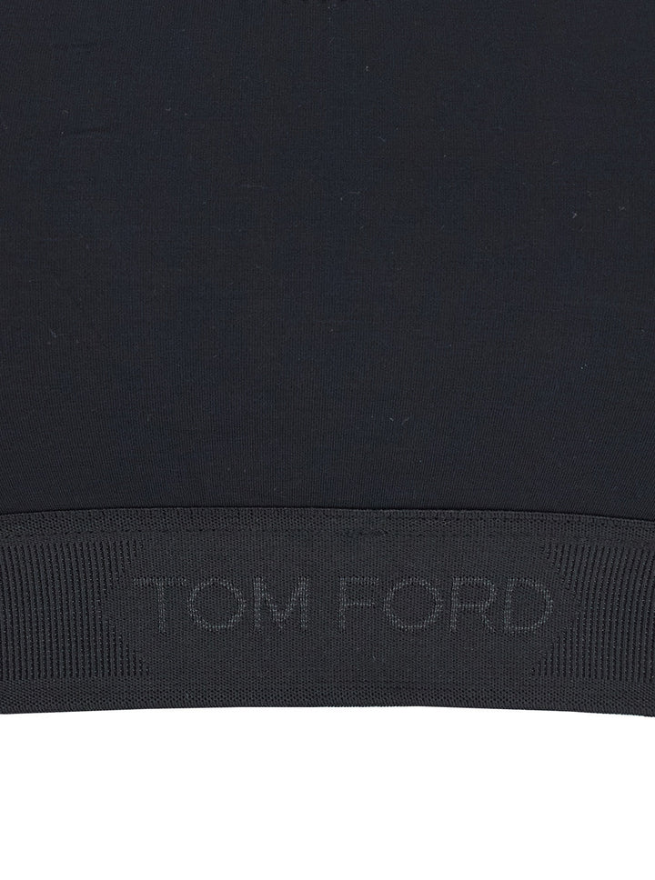 Tom Ford Women Black Bralette Top With Scoop Neck And Logo Lettering On The Front In Modal Stretch Woman