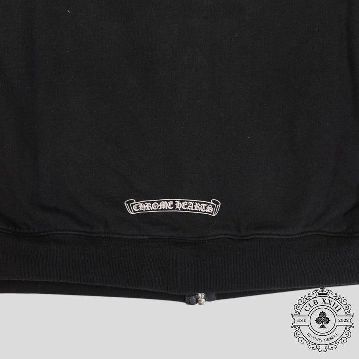 Chrome Hearts T Bar Logo Thermal Zip Up Hoodie in Black