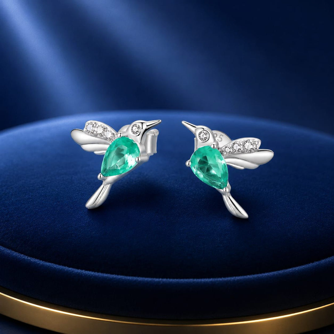 925 Sterling Silver Transparent Glass Earrings with CZ for Women