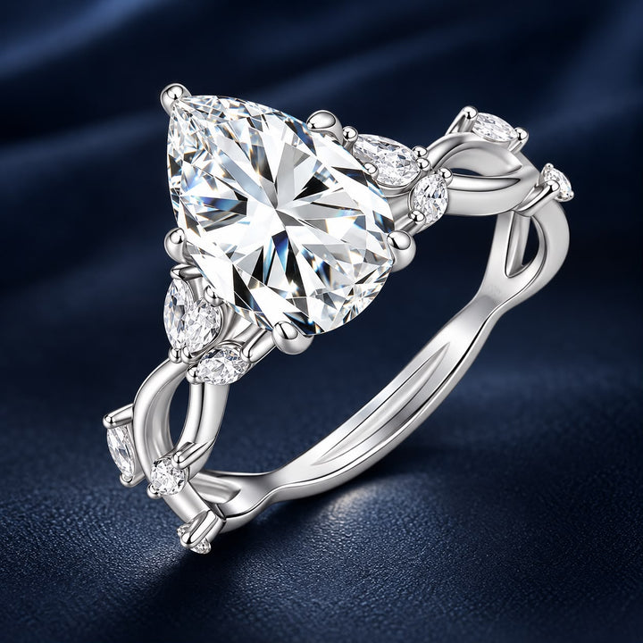 925 Sterling Silver White Gold Plated 3ct Moissanite Size 6 Ring for Women
