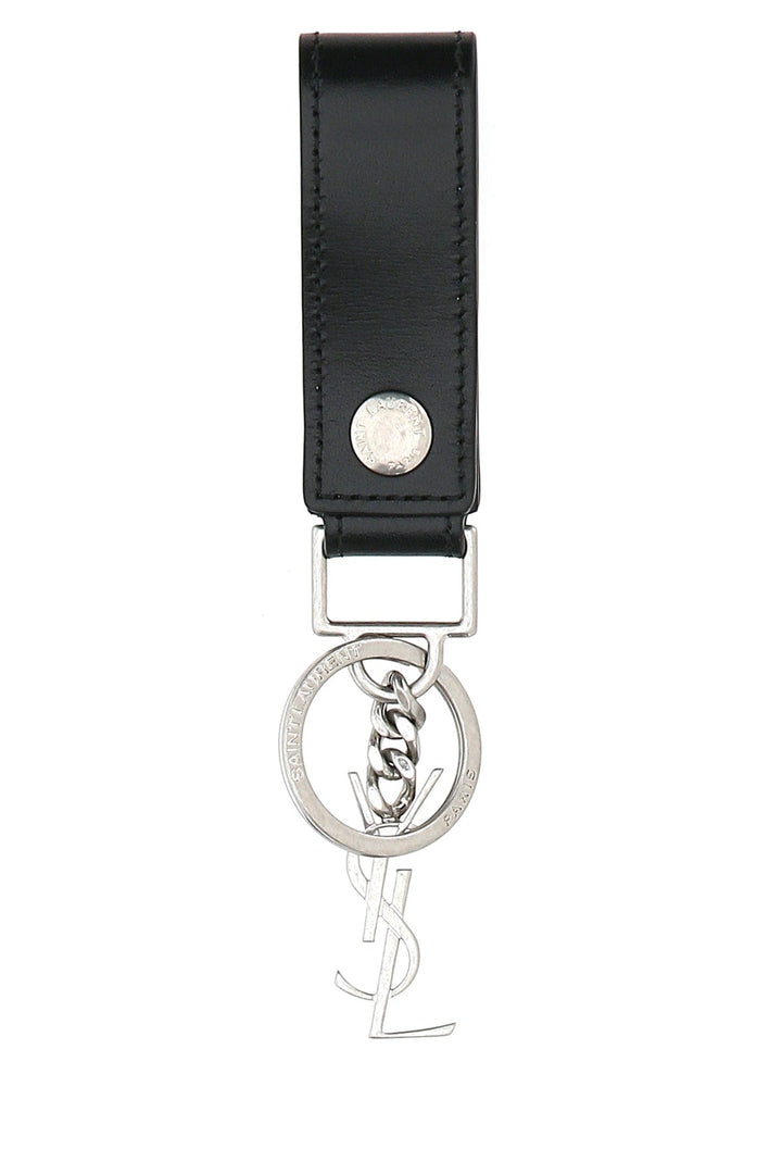 Saint Laurent Men Black Leather Monogram Key Ring