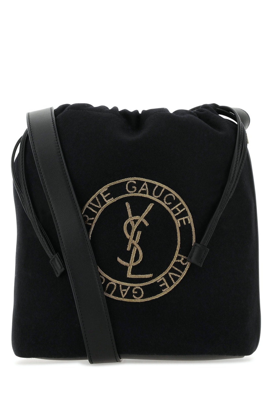 Saint Laurent Men Black Felt Rive De Gauche Bucket Bag