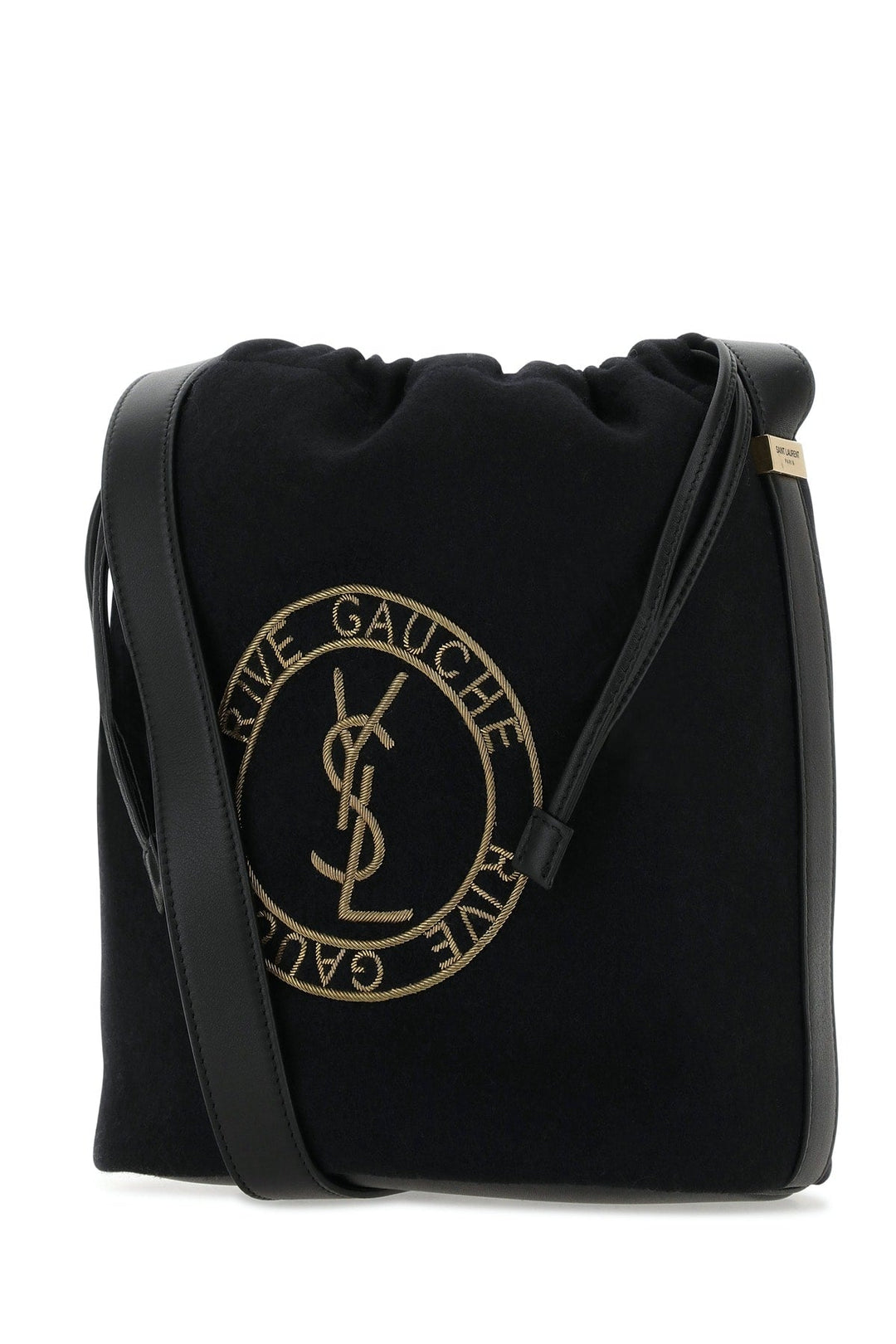 Saint Laurent Men Black Felt Rive De Gauche Bucket Bag
