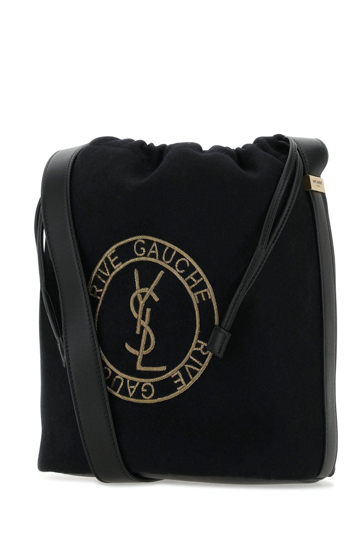 Saint Laurent Men Black Felt Rive De Gauche Bucket Bag