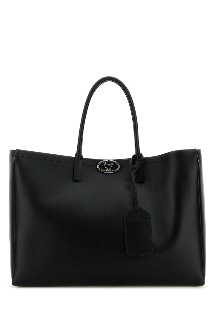 Valentino Garavani Men Black Leather Vlogo Shopping Bag