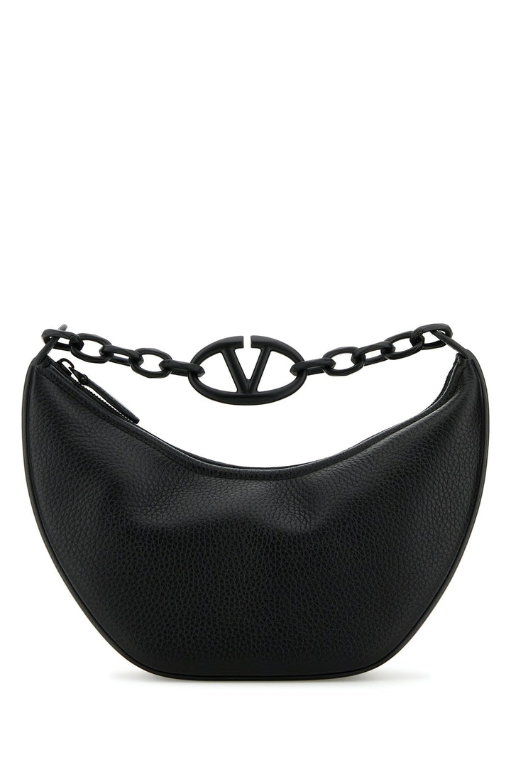 Valentino Garavani Women Black Leather Hobo Vlogo Moon Handbag