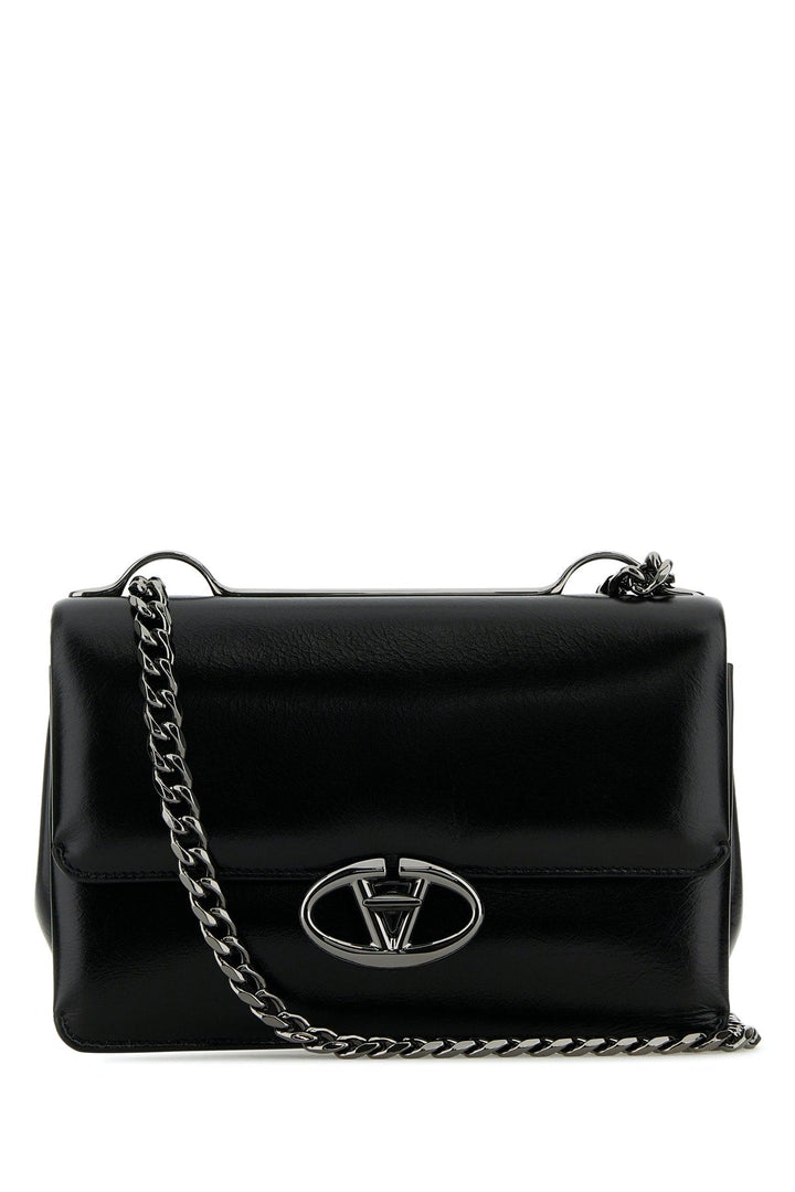 Valentino Garavani Women Black Leather Small Vlogo Shoulder Bag