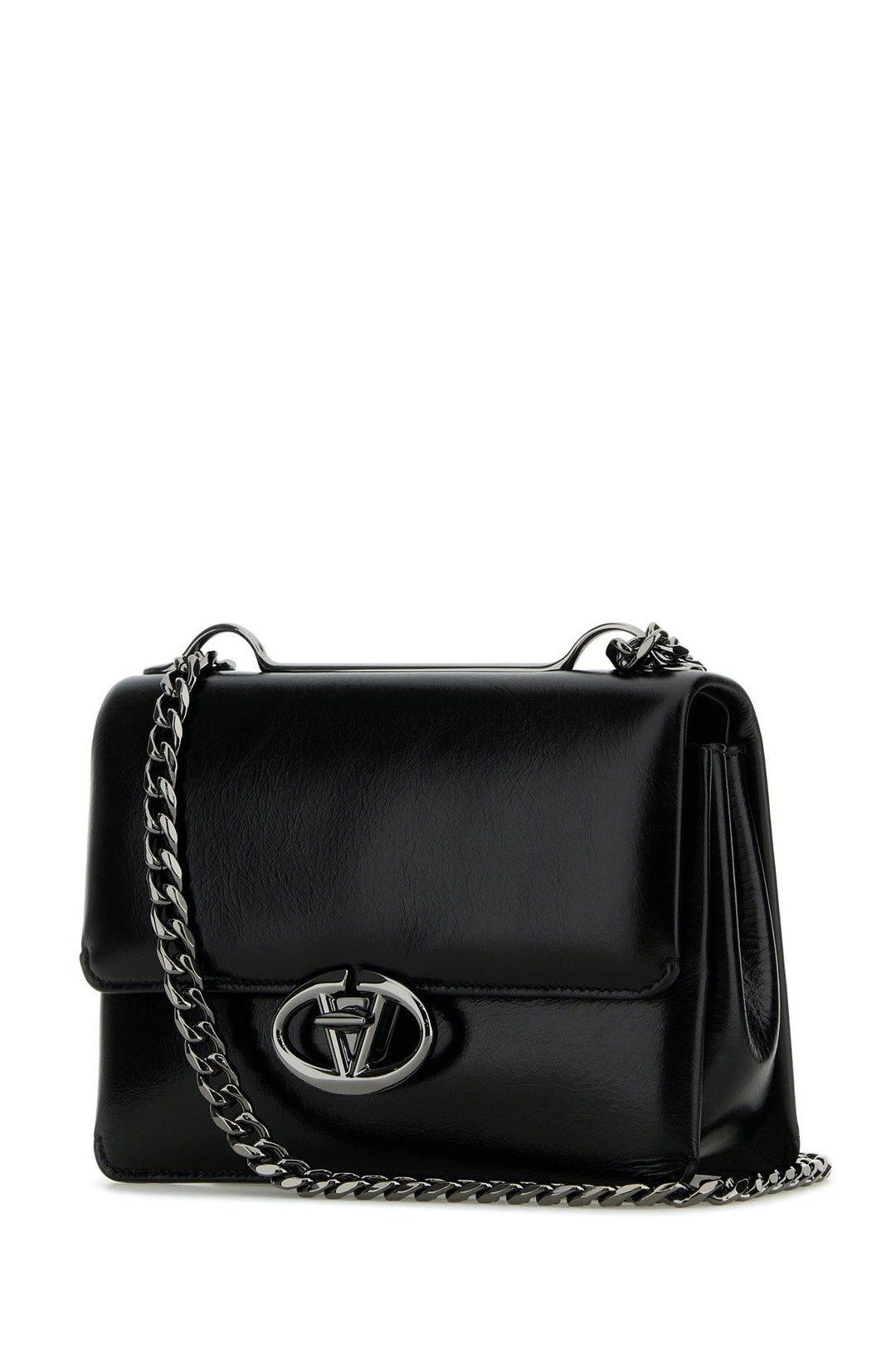 Valentino Garavani Women Black Leather Small Vlogo Shoulder Bag