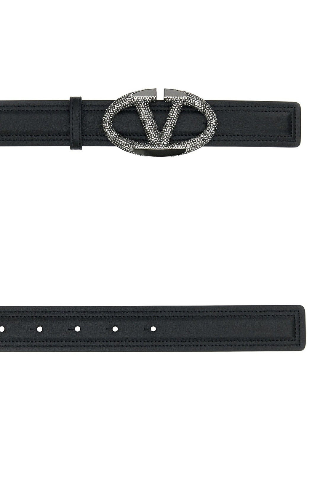 Valentino Garavani Women Black Leather Vlogo The Bold Edition Belt