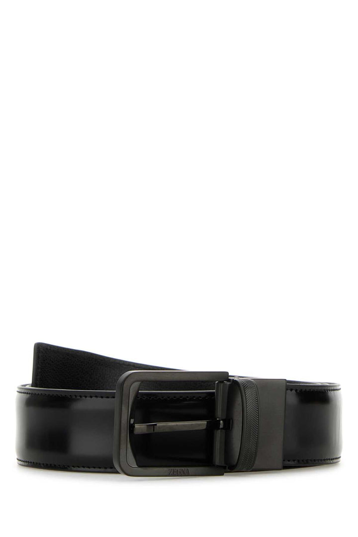 Zegna Men Black Leather Reversible Belt