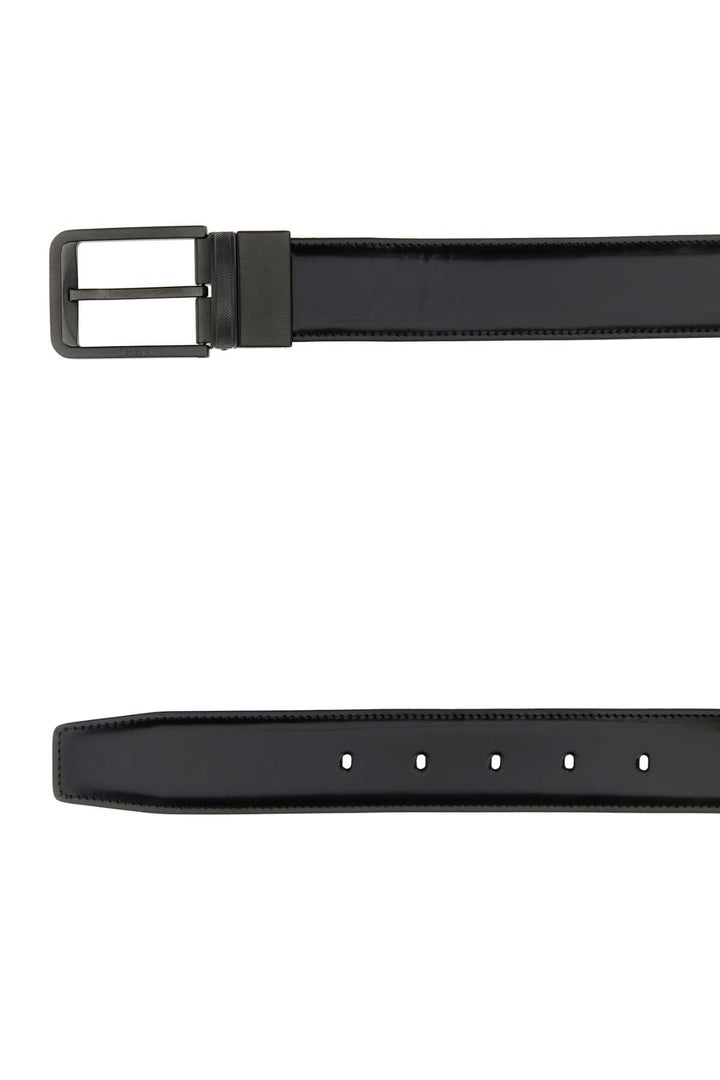Zegna Men Black Leather Reversible Belt