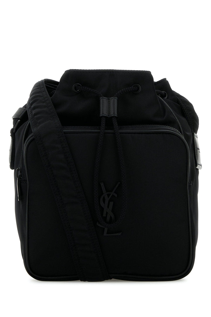 Saint Laurent Men Black Nylon Bucket Bag