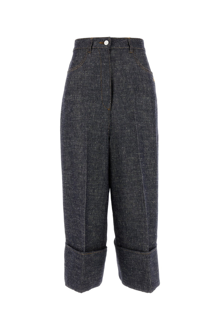 Givenchy Women Denim Blue Linen Blend Palazzo Pant
