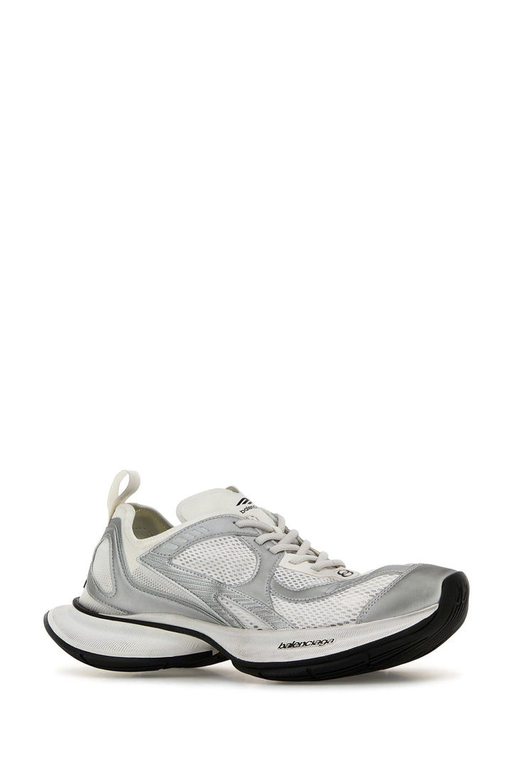 Balenciaga Men White Mesh And Rubber Circuit Sneakers