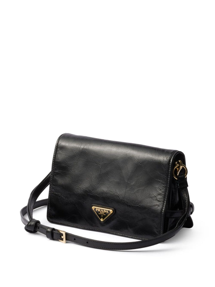 Prada Women Glossy Leather Shoulder Bag