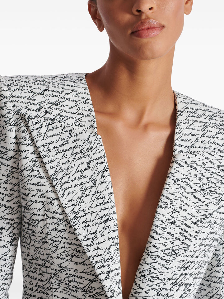 Balmain Women 1 Btn Love Letter Print Tailored Jacket
