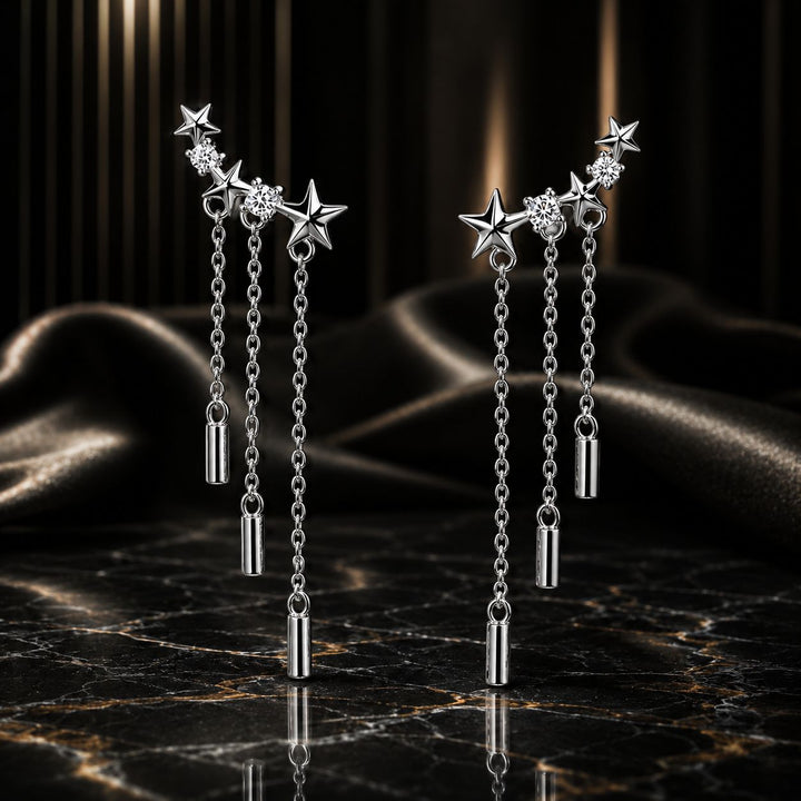 925 Sterling Silver Plated Platinum Pavé Setting CZ Earrings 3.4*0.7cm for Women