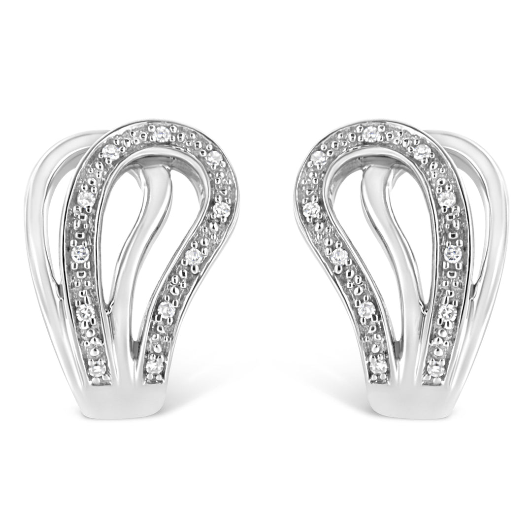 .925 Sterling Silver Pave-Set Diamond Accent Horseshoe Hoop Earring (I-J Color, I1-I2 Clarity)