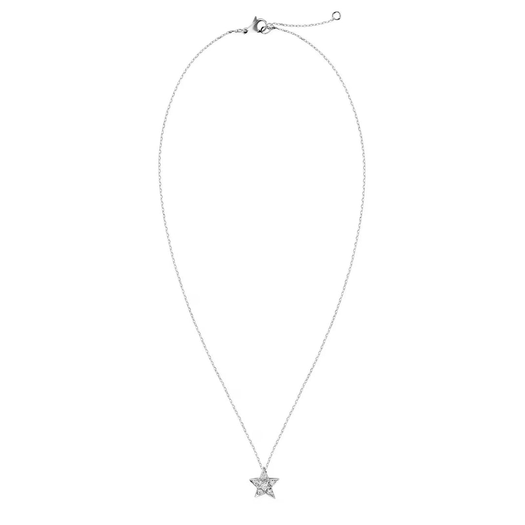 Star-shaped pendant necklace on a white background