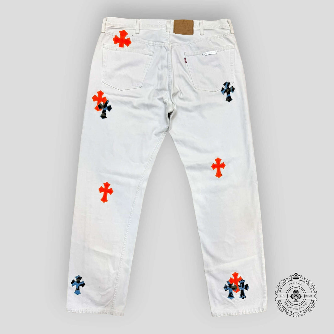 Chrome Hearts St. Barth Patch Jeans in White