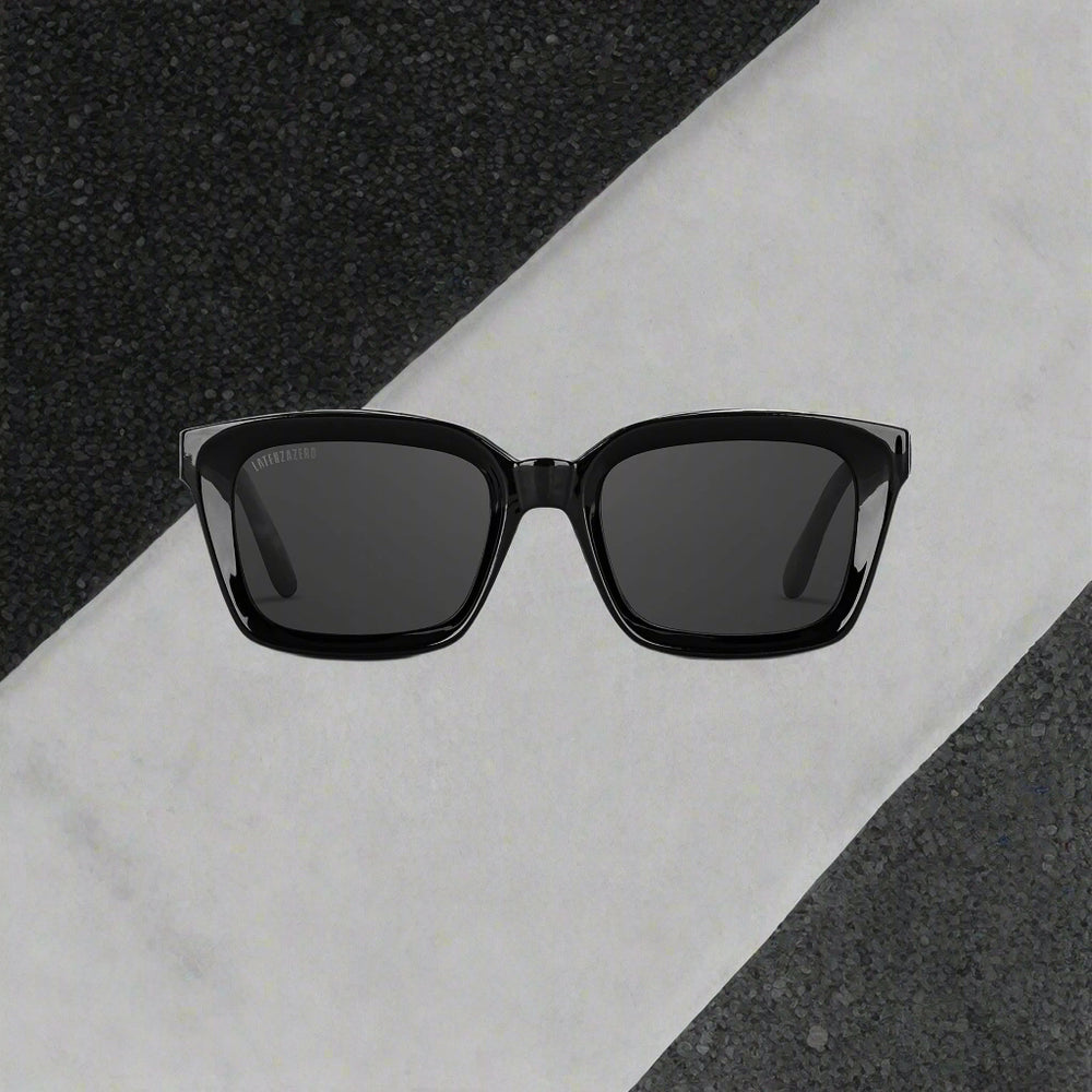 Black stylish Italian designed affordable sunglasses with UV protection.