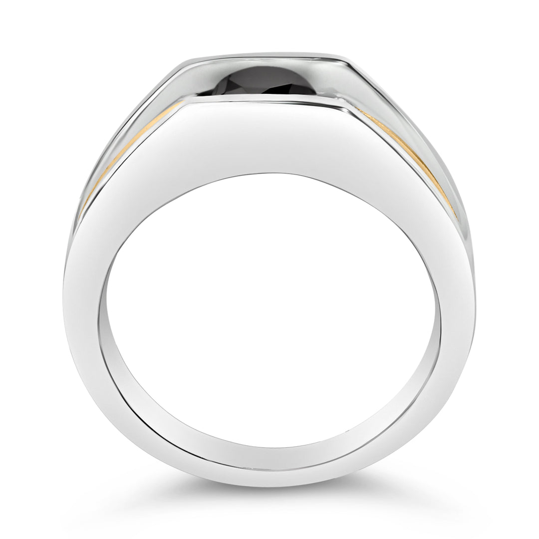 Men's 14K Yellow Gold Plated Sterling Silver 1.0 Cttw Round Black Diamond Band Ring