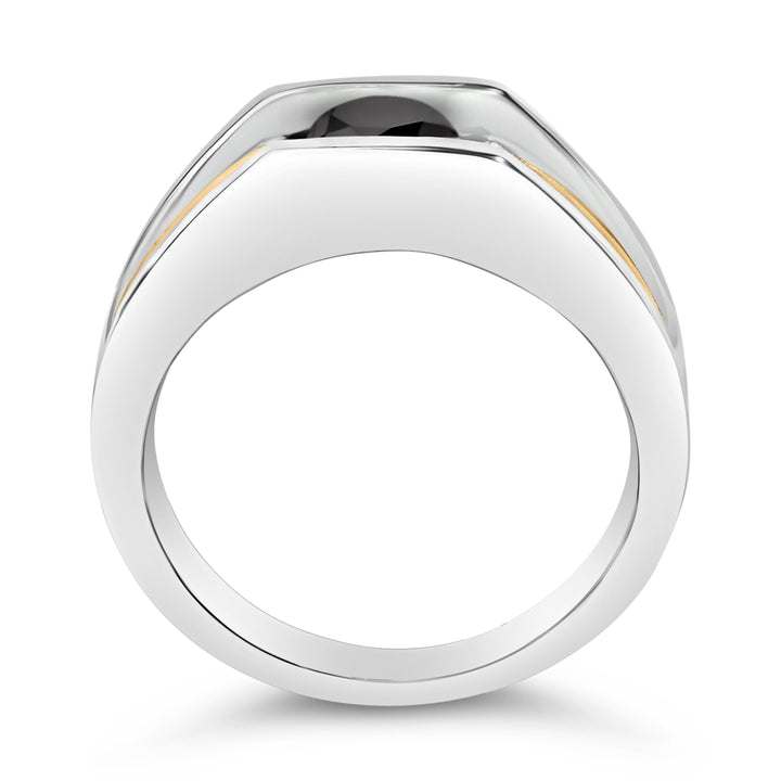 Men's 14K Yellow Gold Plated Sterling Silver 1.0 Cttw Round Black Diamond Band Ring