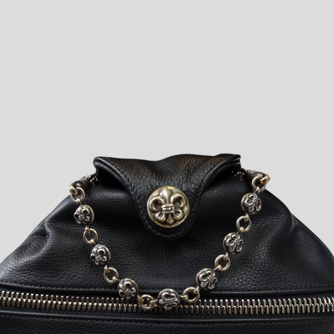 Chrome Hearts Fleur Patch Leather Duffle in Black