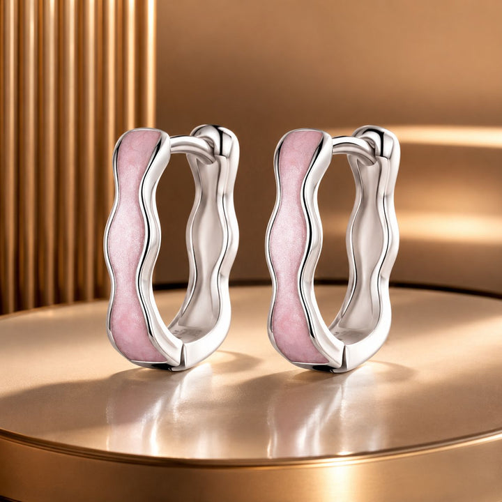925 Sterling Silver Earrings with Enamel in White Gold Finish - 13*3mm for Women