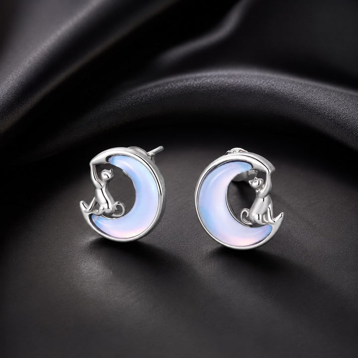 925 Sterling Silver Earrings with Transparent Glass, 13mm x 12mm for Women