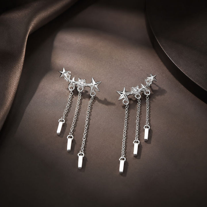 925 Sterling Silver Plated Platinum Pavé Setting CZ Earrings 3.4*0.7cm for Women