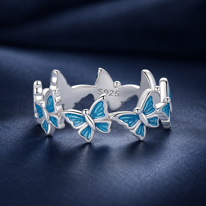 925 Sterling Silver Enamel Ring Size 6 for Women