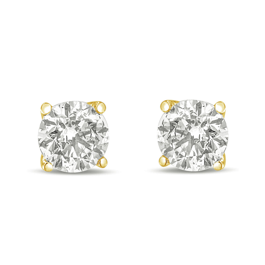 14K Yellow Gold 1.0 Cttw Lab Grown Diamond Solitaire Stud Earrings