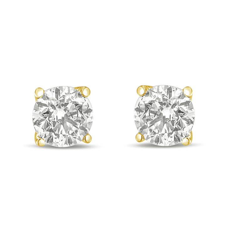 14K Yellow Gold 1.0 Cttw Lab Grown Diamond Solitaire Stud Earrings