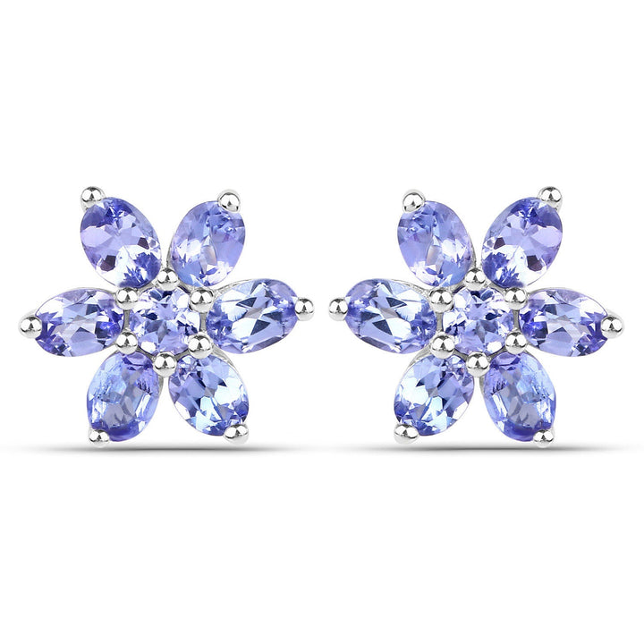 2.24 Carat Genuine Tanzanite .925 Sterling Silver Earrings