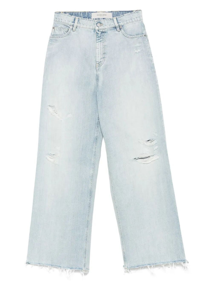Golden Goose Women Journey W`S Melody Boyfriend Pant Destoyed Bleached Denim