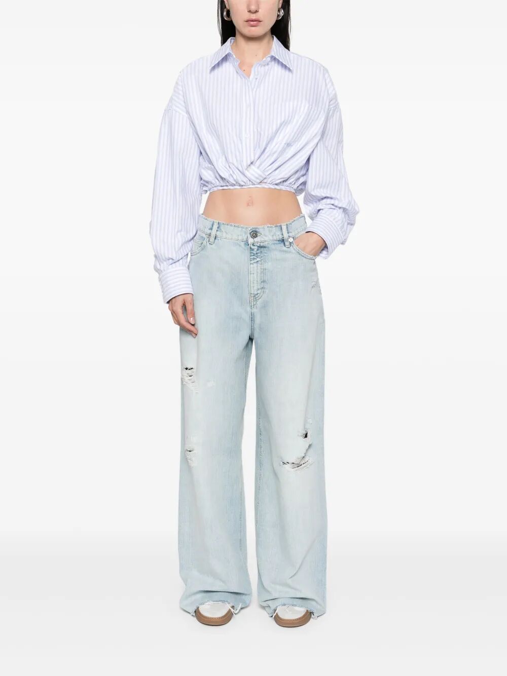 Golden Goose Women Journey W`S Melody Boyfriend Pant Destoyed Bleached Denim