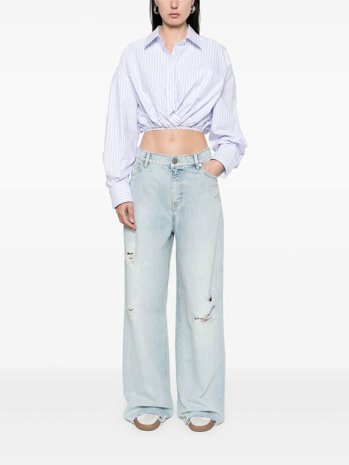 Golden Goose Women Journey W`S Melody Boyfriend Pant Destoyed Bleached Denim